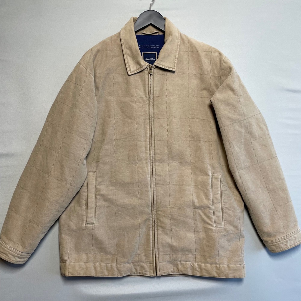 Indigo Palms Denim Company Men's Tan Windowpane Check Barn Jacket Size Large